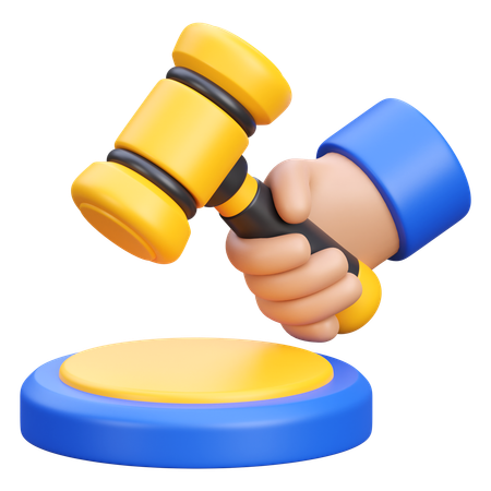 Hand holding law hammer  3D Icon