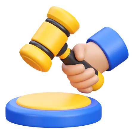 Hand holding law hammer  3D Icon