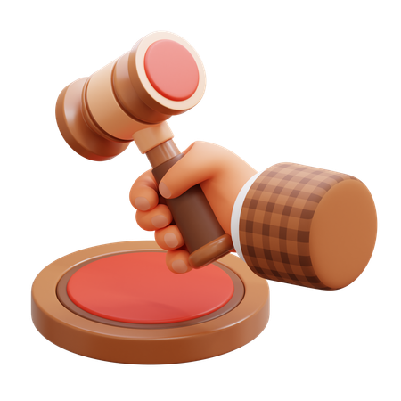 Hand holding law hammer  3D Icon