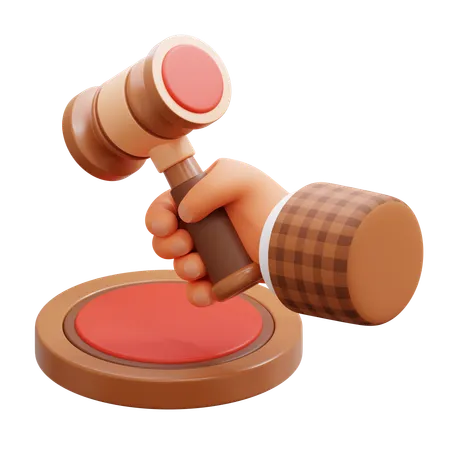 Hand holding law hammer  3D Icon