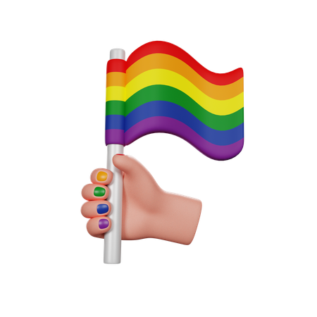 Hand Holding Lgbtq Flag  3D Icon