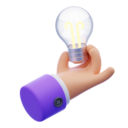 Hand Holding Light Bulb  3D Icon