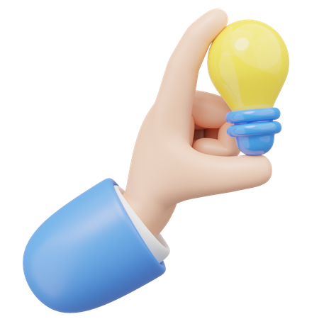 Hand Holding Light Bulb  3D Icon