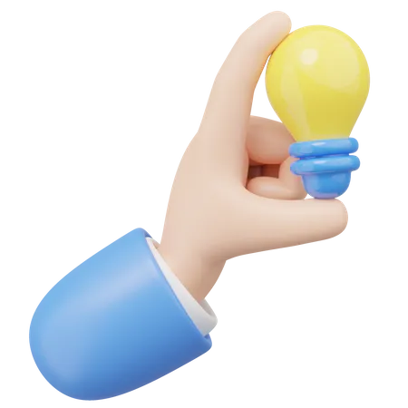 Hand Holding Light Bulb  3D Icon