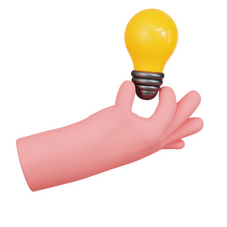 Hand Holding Light Bulb  3D Icon