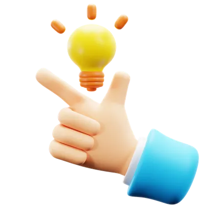 Hand Holding Light Bulb  3D Icon