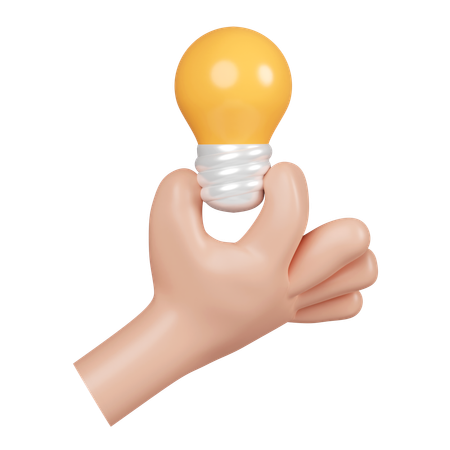 Hand Holding Light Bulb  3D Icon