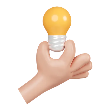 Hand Holding Light Bulb  3D Icon