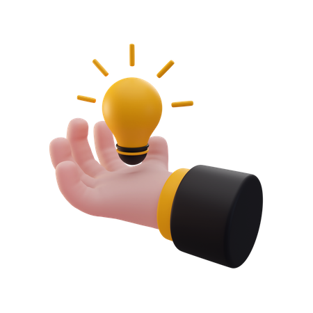 Hand holding light bulb  3D Illustration