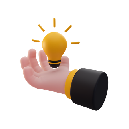 Hand holding light bulb 3D Illustration