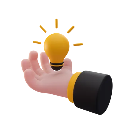 Hand holding light bulb  3D Illustration