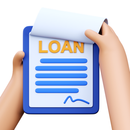 Hand Holding Loan Agreement  3D Icon