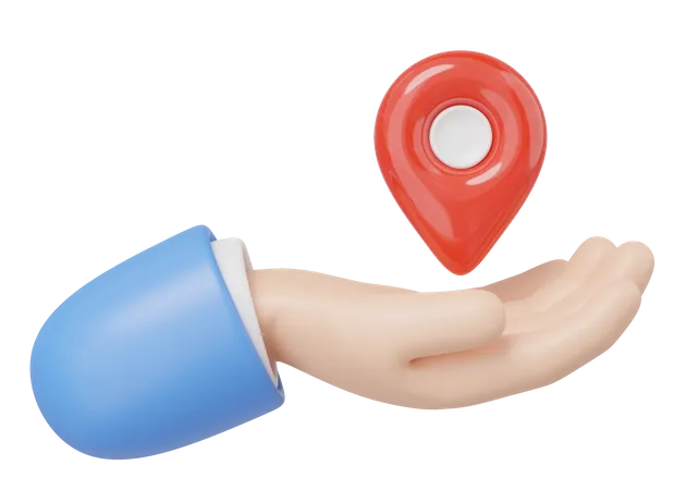 3 D GPS Navigator Icon Hand Holding Red Location Map Pin Plastic Realistic Checking Points Floating Isolated On Transparent Investment Mortgage Loan Concept Cartoon Minimal Icon 3 D Render 3D Icon