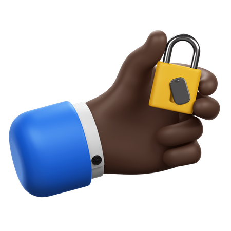 Hand Holding Lock  3D Icon