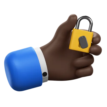 Hand Holding Lock  3D Icon