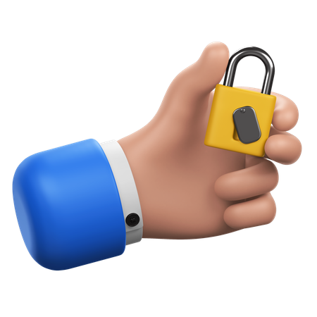 Hand Holding Lock  3D Icon