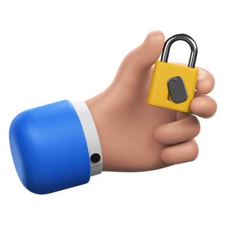 Hand Holding Lock  3D Icon