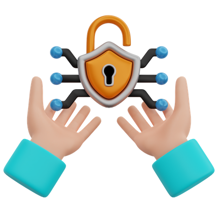 Hand Holding Locked Network  3D Icon