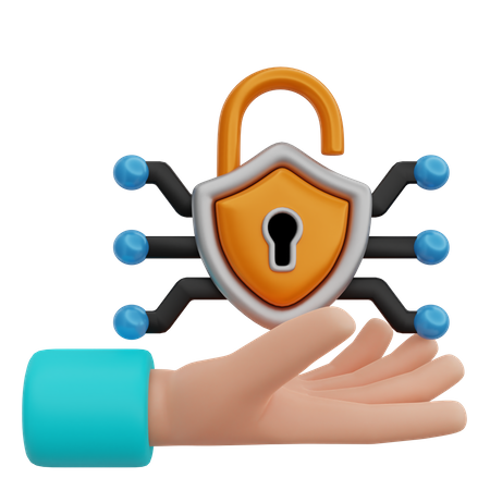 Hand Holding Locked Network  3D Icon