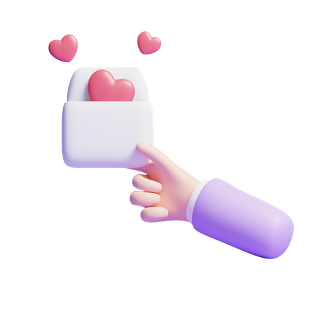 Hand Holding Love Letter  3D Icon