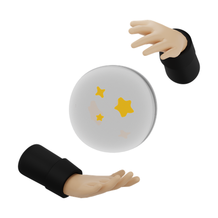 Hand Holding Magic Crystal Ball  3D Icon