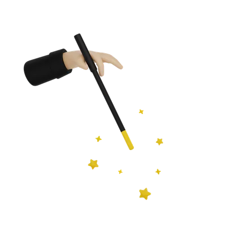 Hand Holding Magic Wand  3D Icon