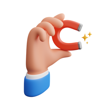 Hand holding magnet  3D Icon