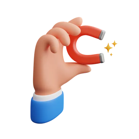 Hand holding magnet  3D Icon