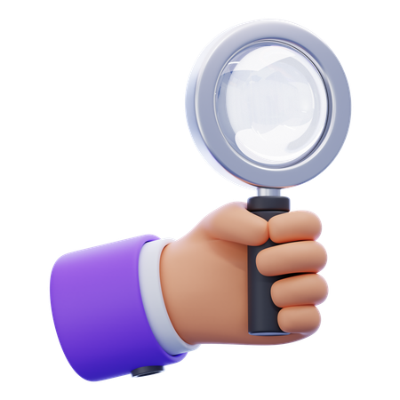 Hand Holding Magnifying Glass  3D Icon