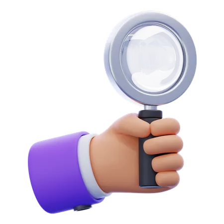 Hand Holding Magnifying Glass  3D Icon