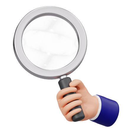 Hand Holding Magnifying Glass  3D Icon