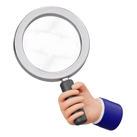 Hand Holding Magnifying Glass  3D Icon