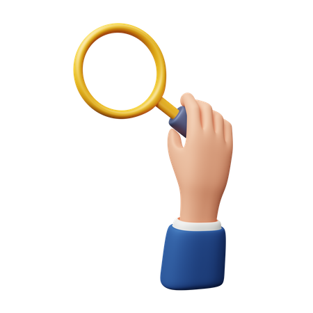 Hand Holding Magnifying Glass  3D Icon