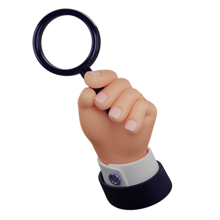 Hand Holding Magnifying Glass  3D Icon