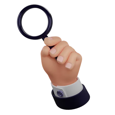 Hand Holding Magnifying Glass  3D Icon