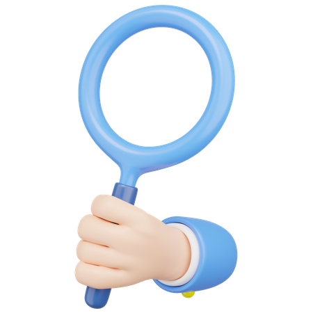 Hand Holding Magnifying Glass  3D Icon