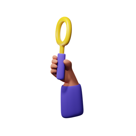 Hand Holding Magnifying Glass  3D Icon