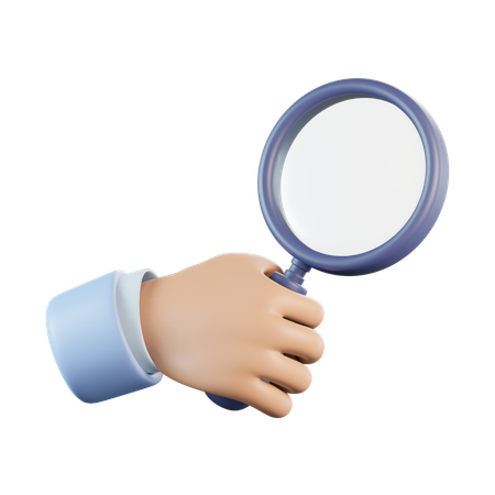 Hand Holding Magnifying Glass  3D Icon