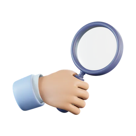 Hand Holding Magnifying Glass  3D Icon