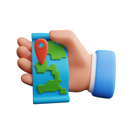 Hand Holding Map  3D Icon