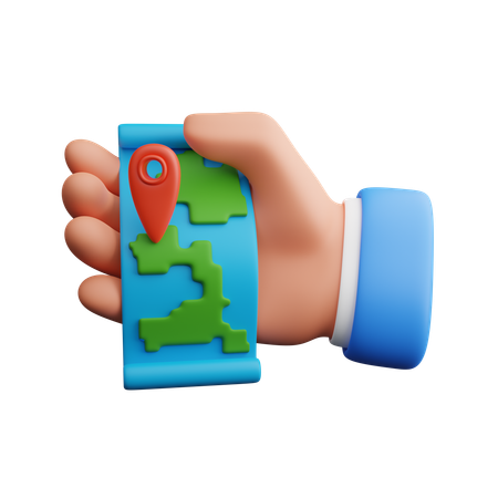 Hand Holding Map  3D Icon