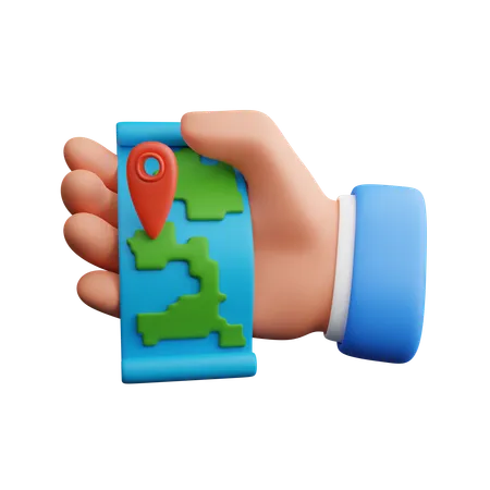 Hand Holding Map  3D Icon