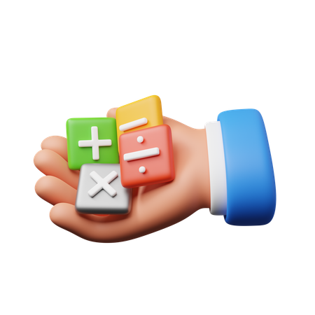 Hand holding Math Symbols  3D Icon