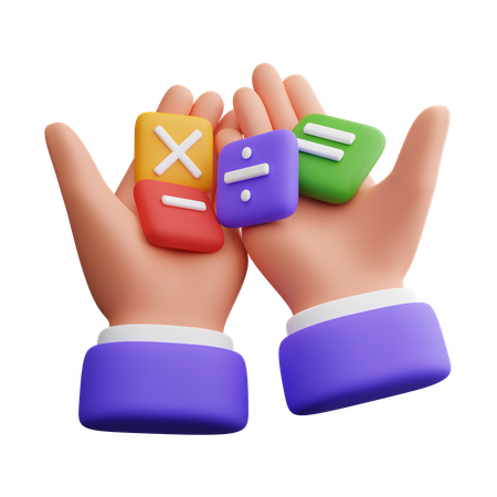 Hand holding Math Symbols  3D Icon