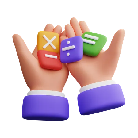 Hand holding Math Symbols  3D Icon