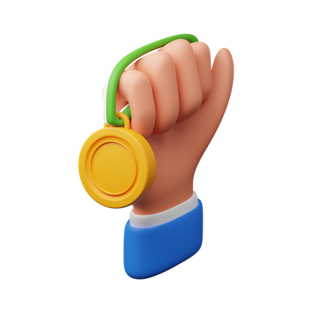 Hand Holding Medal  3D Icon