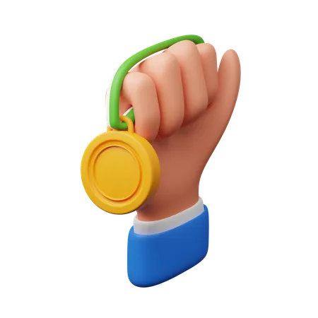 Hand Holding Medal  3D Icon