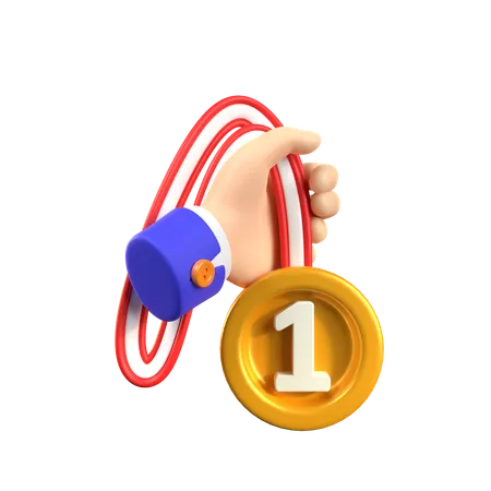 Hand Holding Medal  3D Icon