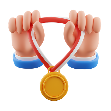 Hand Holding Medal  3D Icon