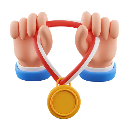 Hand Holding Medal  3D Icon